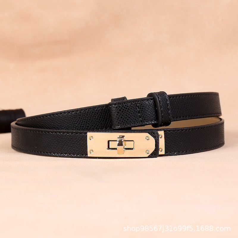 Women's Leather Waist Belt – Snap Button Fashion Dress Accessory