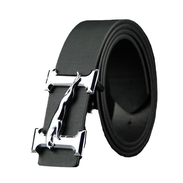Men's Business Belt with Smooth Alloy Jaguar Design Buckle – 110cm