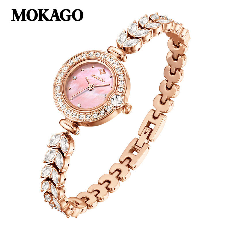MOKAGO Women's Quartz Watch – Mermaid Tail Alloy Bracelet, Waterproof Timepiece