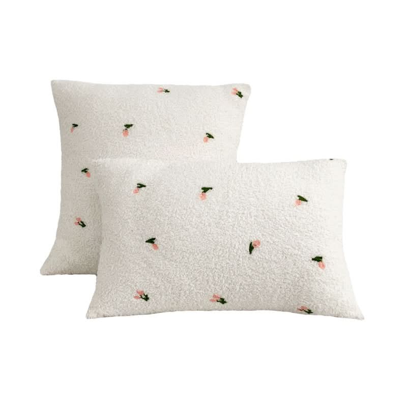 Teddy Velvet Embroidered Pillowcase - Modern Plush Cushion Cover