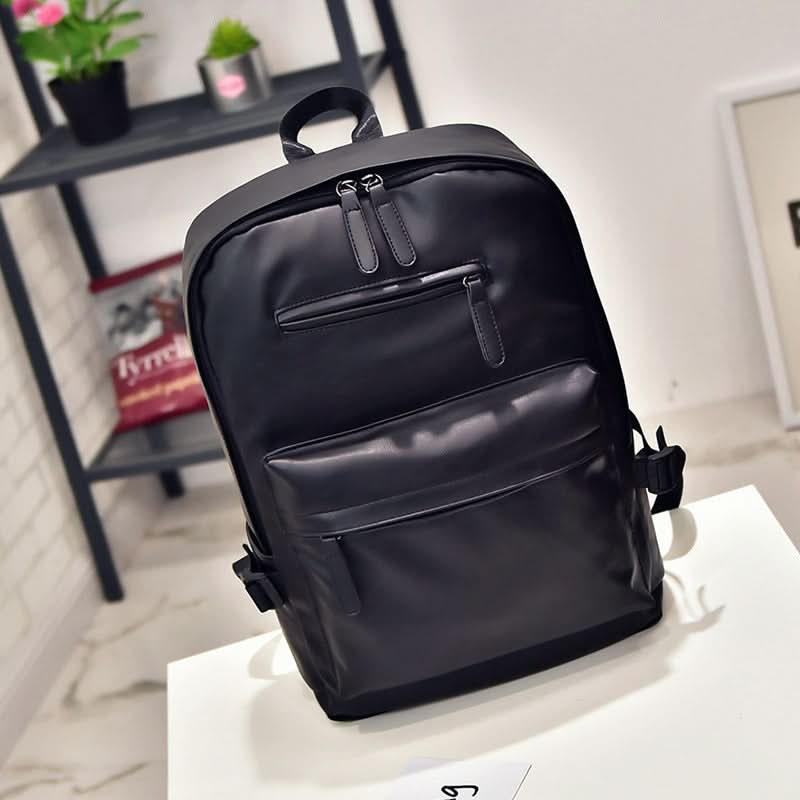Unisex Urban Style Student Backpack – PU Leather, 14-Inch Laptop Compartment