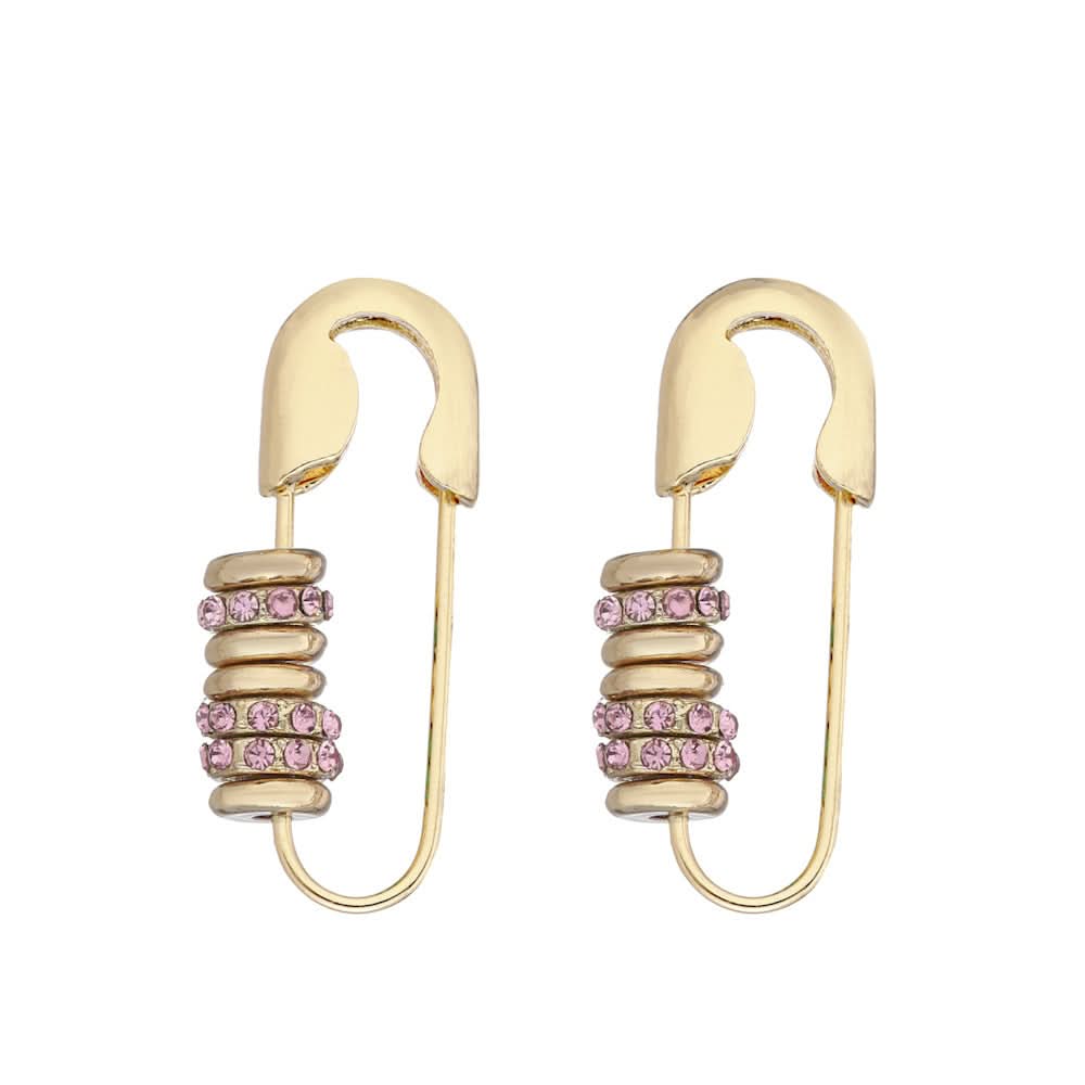 Safety Pin Earrings with Sparkling Stones