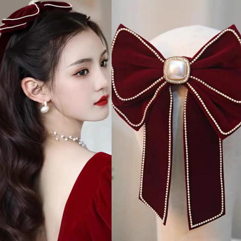 2-Piece Pearl-Edge Double Layer Bow Hairpins