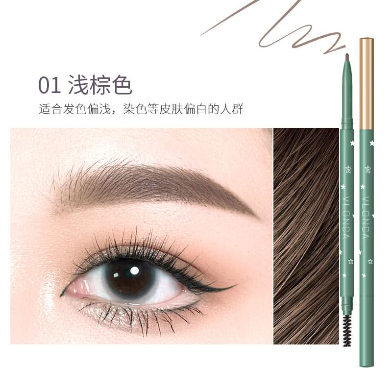 VLONCA Dual-Head Automatic Eyebrow Pencil – Smudge-Proof, Ultra-Fine Tip for Natural Brows
