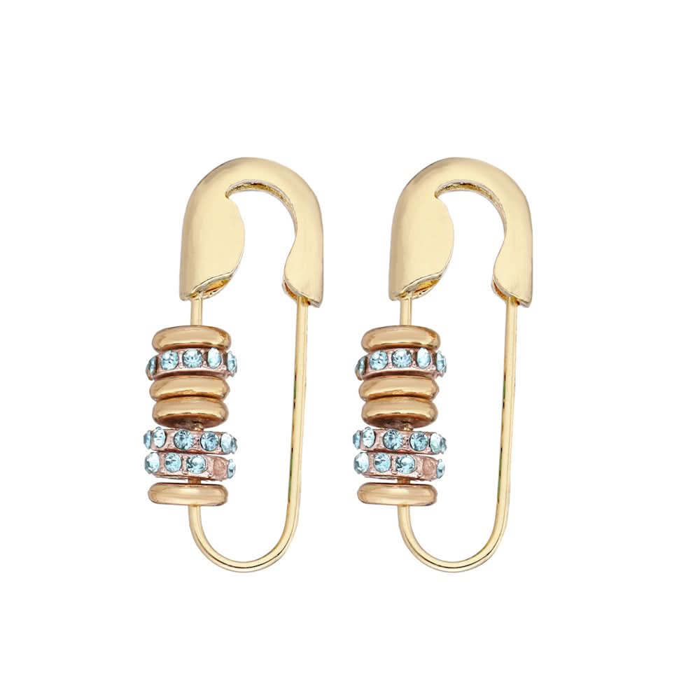 Safety Pin Earrings with Sparkling Stones