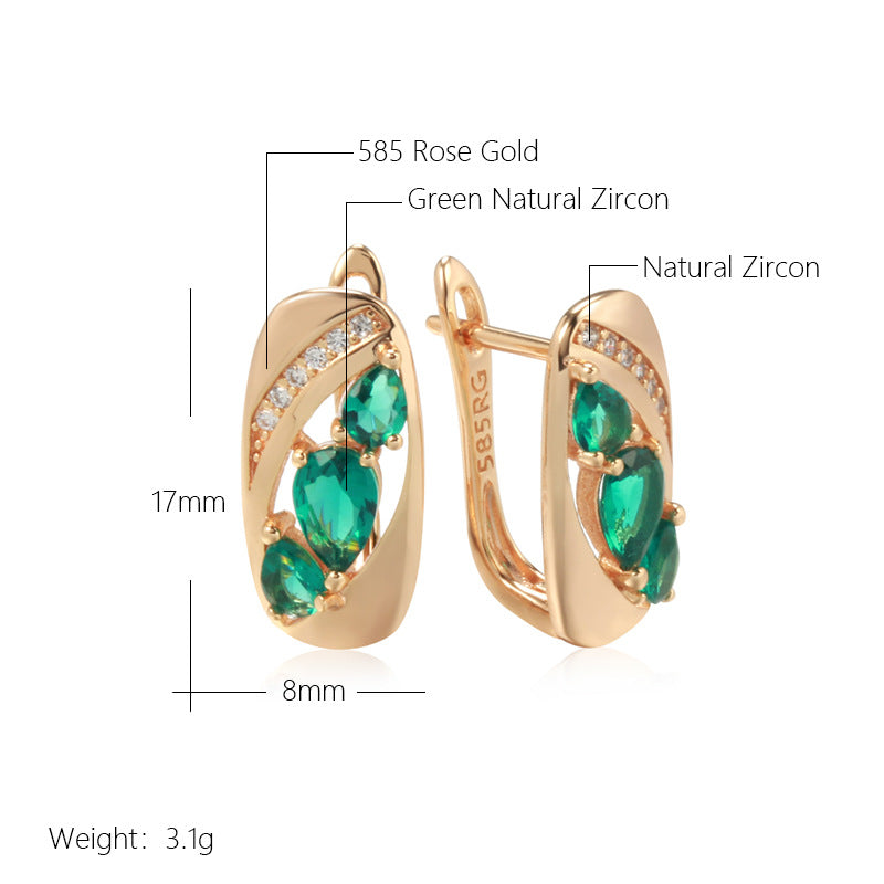 Green Zircon Earrings – Korean Style Geometric Jewelry