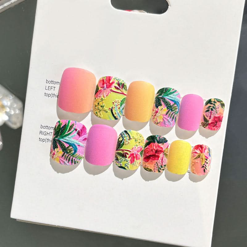 Wearable Embossed Short Bride Nail Art – Finished 3D False Nail Stickers