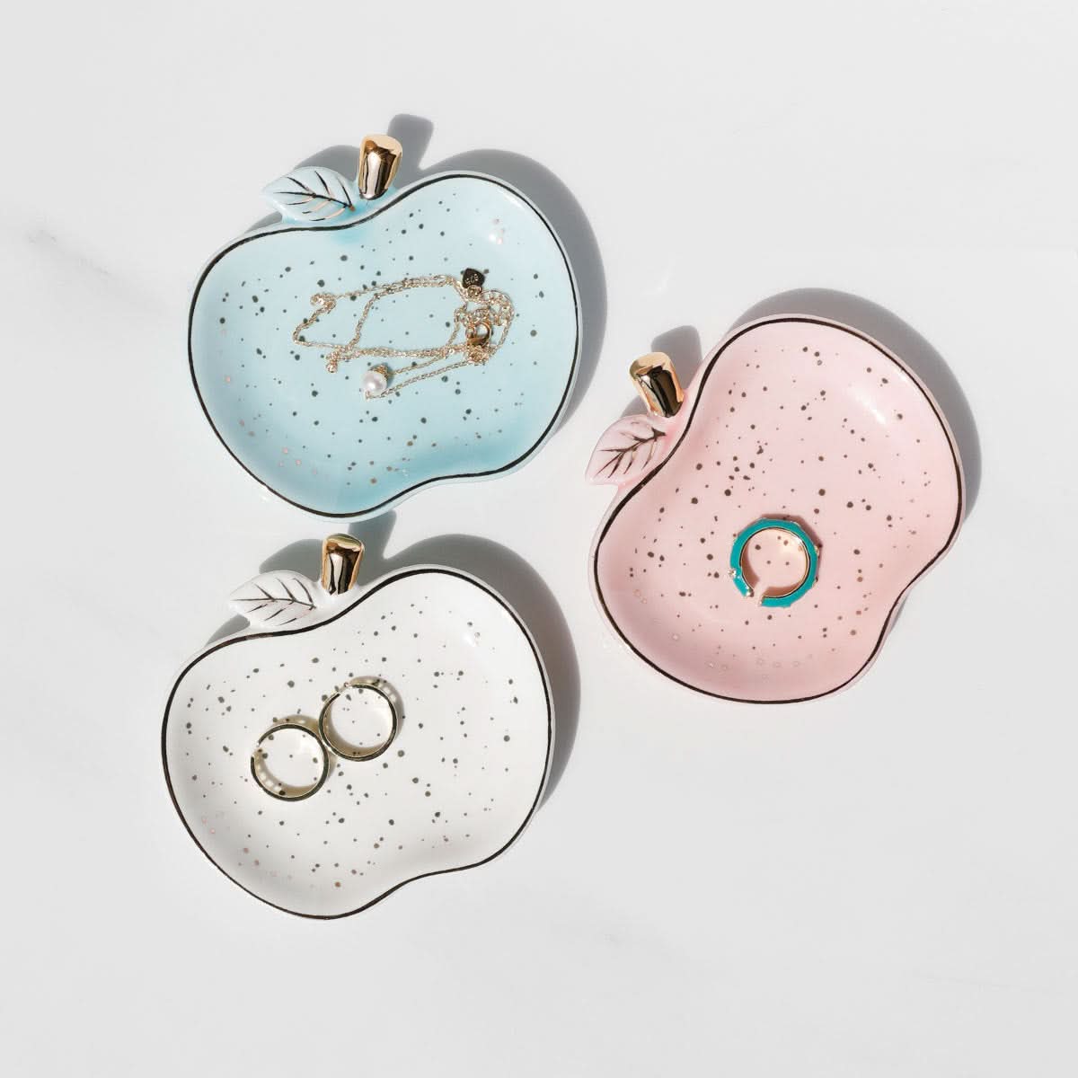 Pink Apple-Shaped Ceramic Tray - Jewelry & Storage Tray (Set of 2 pcs.)