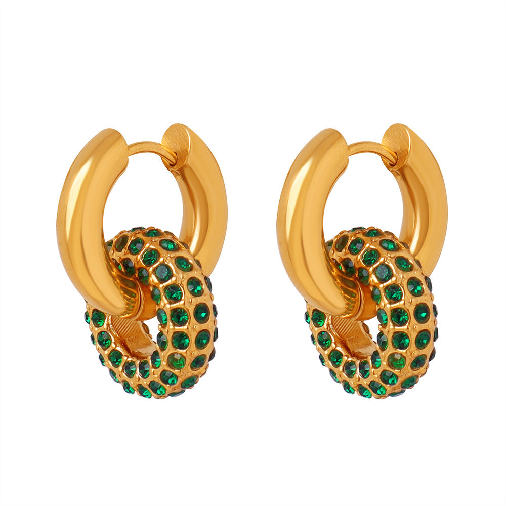Elegant Sparkle Crystal Hoop Earrings – Titanium Steel, Detachable Pendant Design