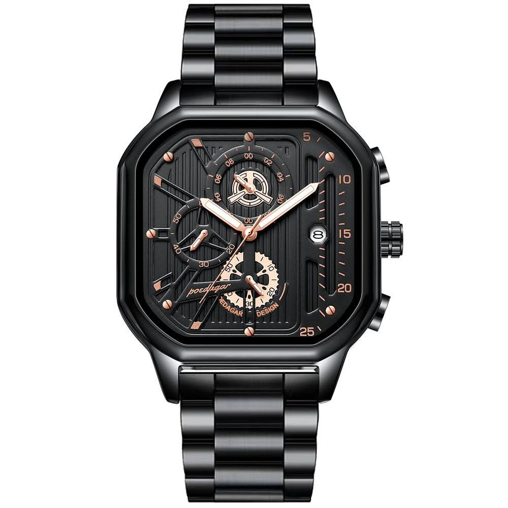 Men’s Trendy Quartz Chronograph Watch – Stainless Steel, Luminous Dial