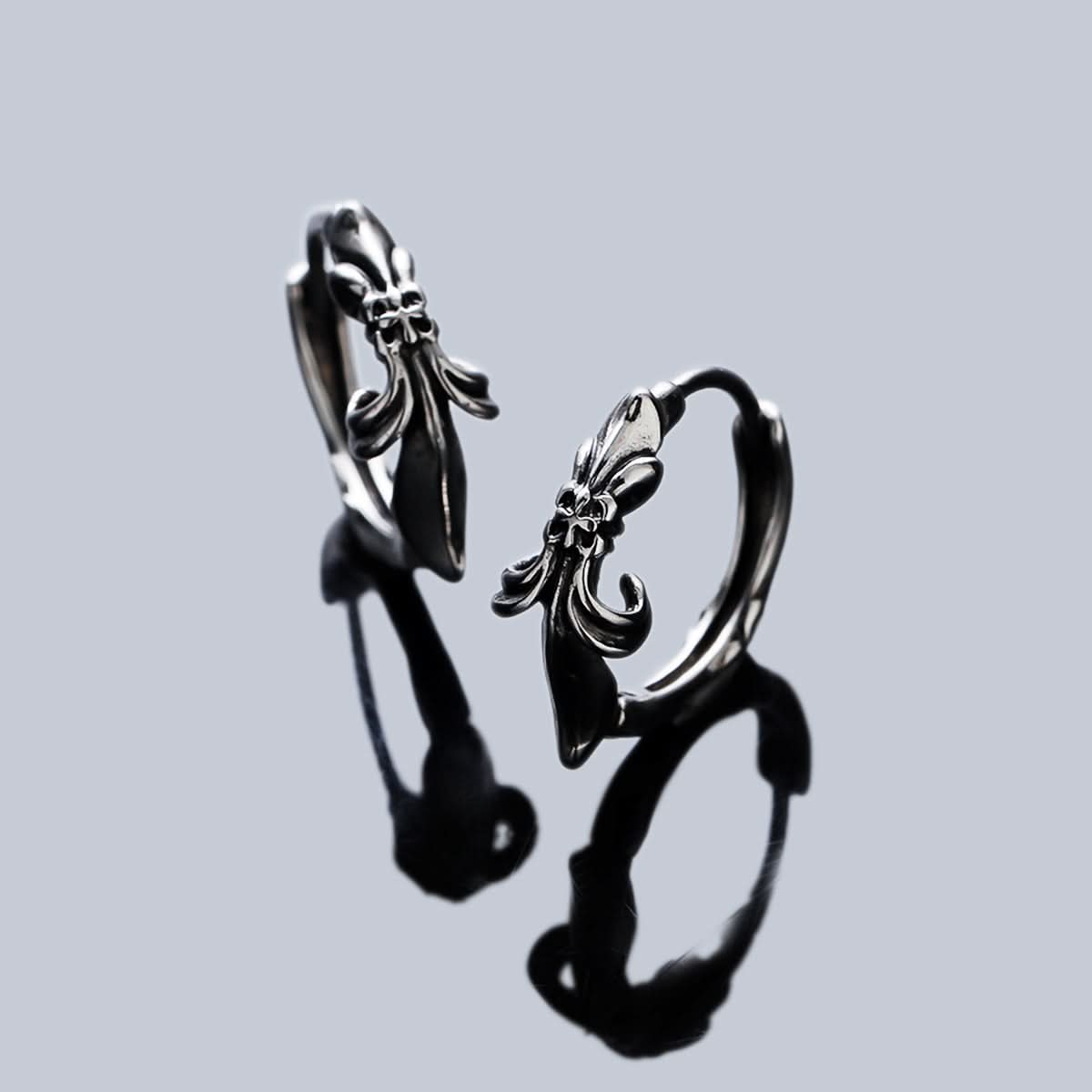 Men’s Cross Flower Hoop Earrings – Retro Hip-Hop Style