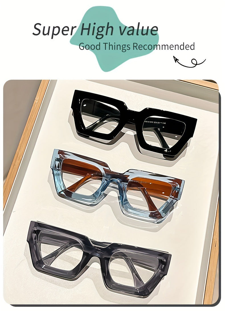 Y2K Square Frame Sunglasses with Thick Rim & Blue Light Protection | Trendy Fashion Glasses