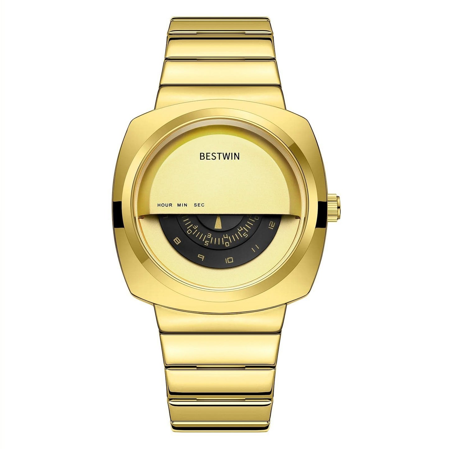 Men’s Oval Quartz Watch – Modern Business Style, Half-Open Dial