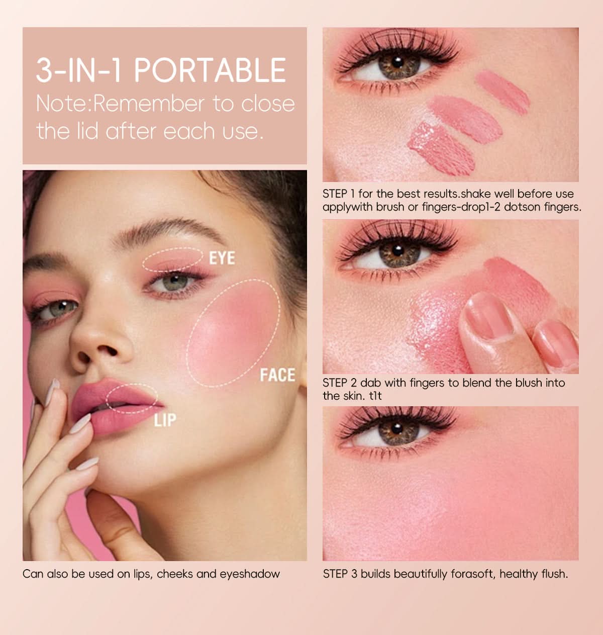 Temperature-Changing Blush Cream – Color-Adaptive, Crystal Glow for Natural Nude Makeup