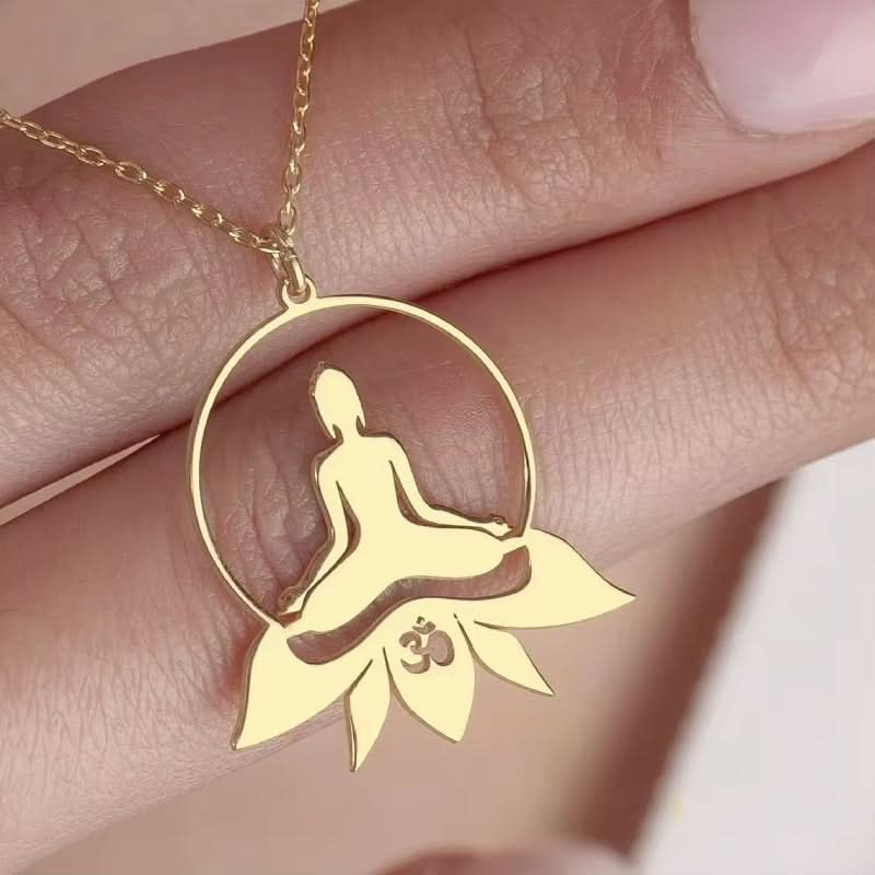 Yoga Lotus Pendant Necklace for Women – Stainless Steel Spiritual Jewelry