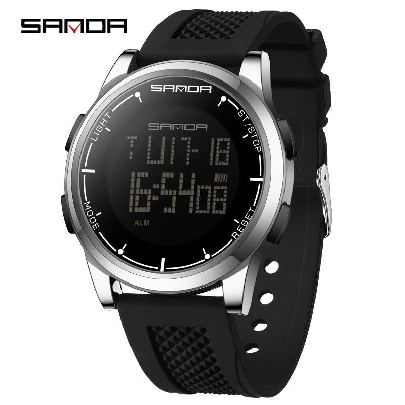 Sanda Large Screen Digital Watch – Waterproof Luminous Student Electronic Watch