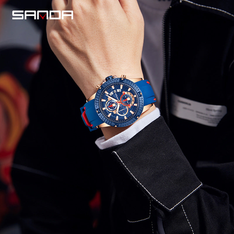 Sanda Men's Quartz Watch – Multi-Function Waterproof Calendar with Luminous