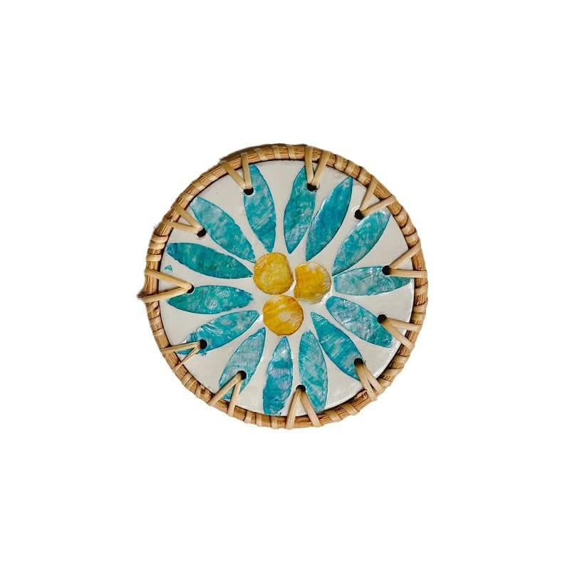 Colorful Vietnamese Rattan Woven Shell coasters