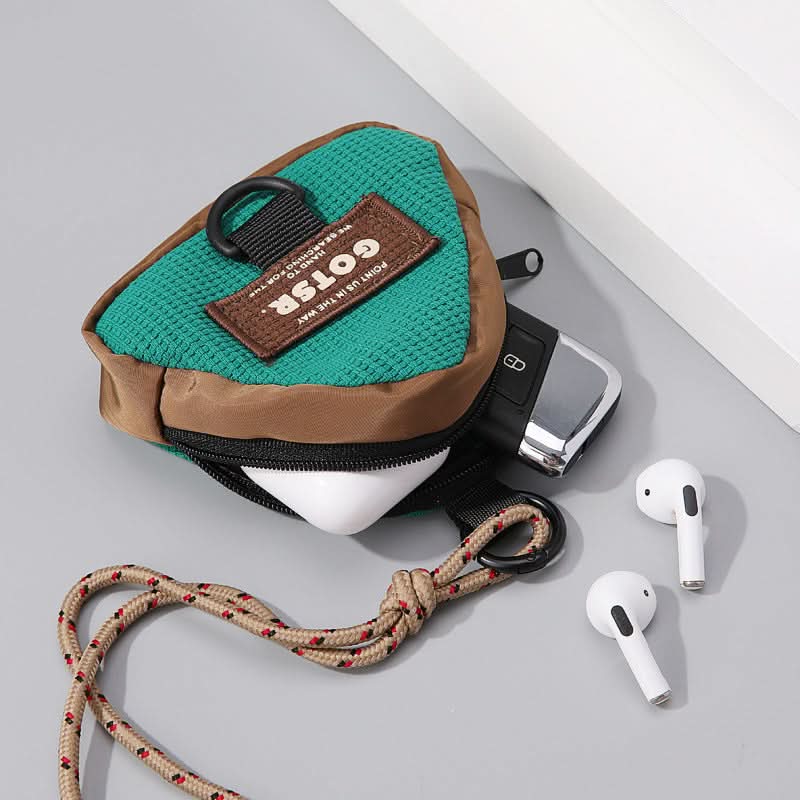 Triangle Coin Purse & Key Bag – Compact Neck & Shoulder Pouch