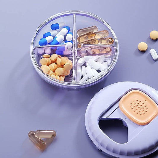 Portable medicine box, outdoor sealed waterproof and moisture-proof pill dispenser, rotating medicine box