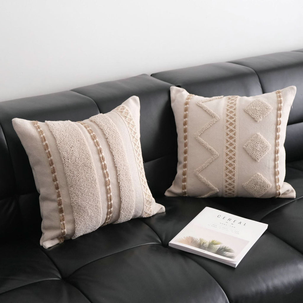 Wabi-Sabi Style Loop Velvet Pillow - INS Embroidered Cushion Cover