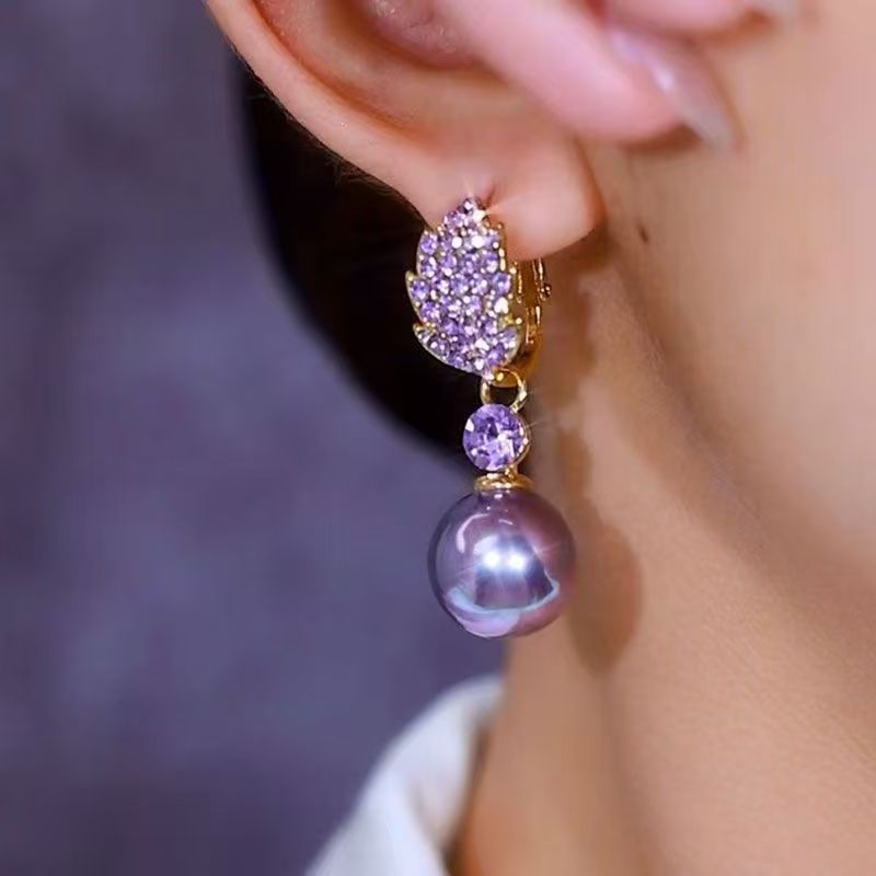 Fairy Style Leaf Pearl Earrings for Women – Luxury Crystal Jewelry