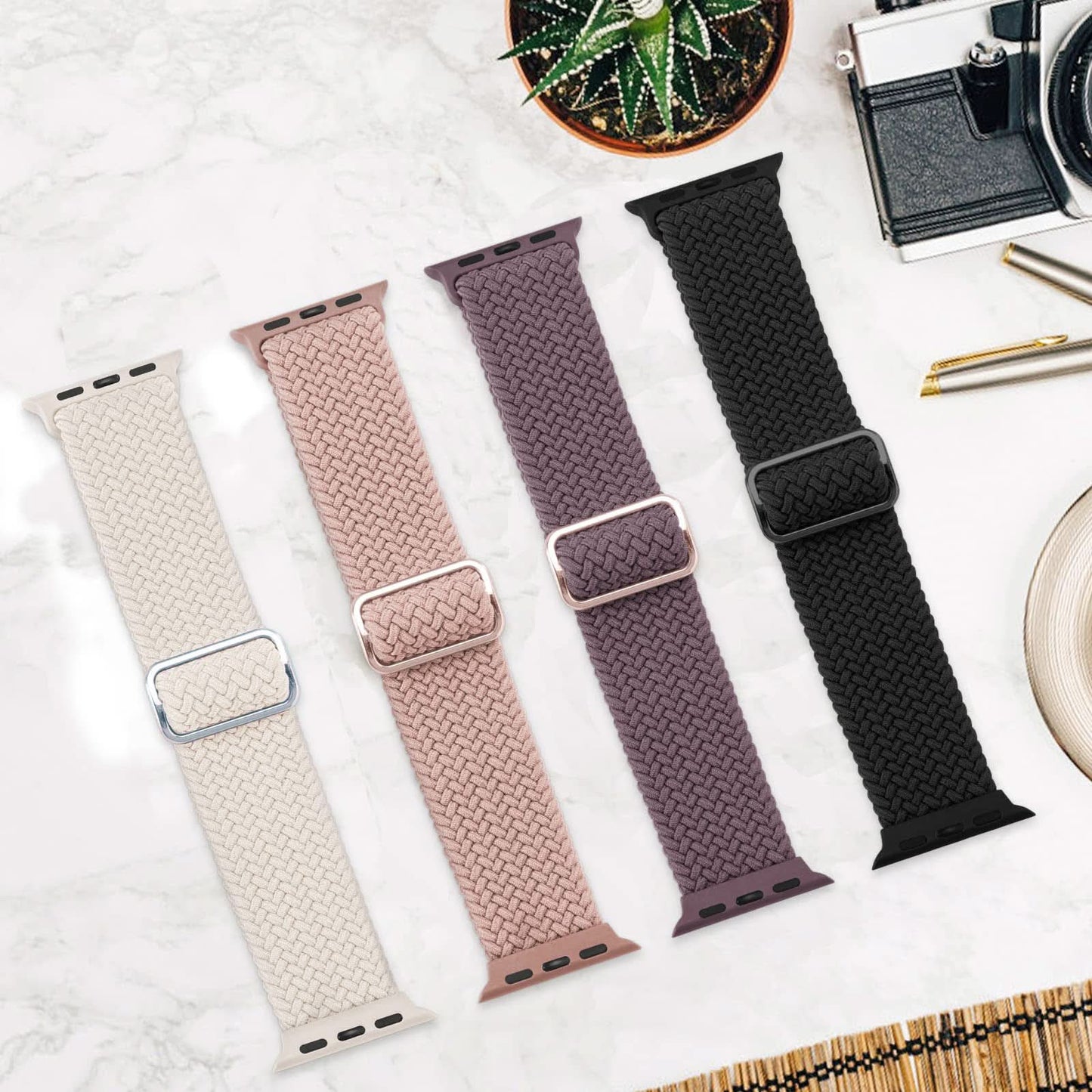 Adjustable Woven Nylon Band for Apple Watch –With Buckle, 38mm-49mm (Only Strap)