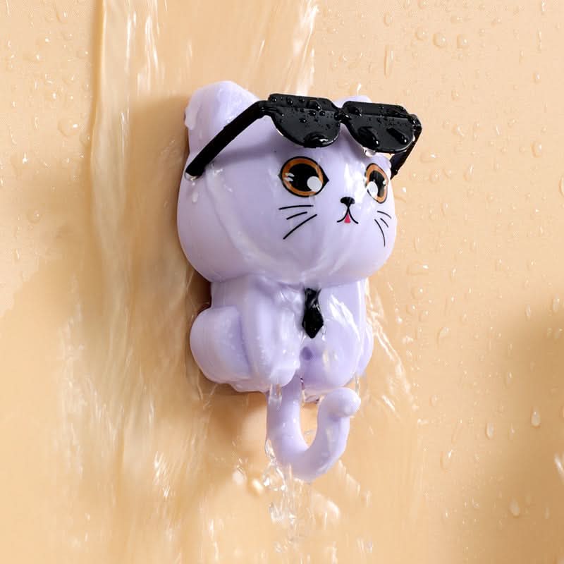 Cute Black Cat Wall Hook – No-Drill Adhesive Key Holder, Rotating Eyes