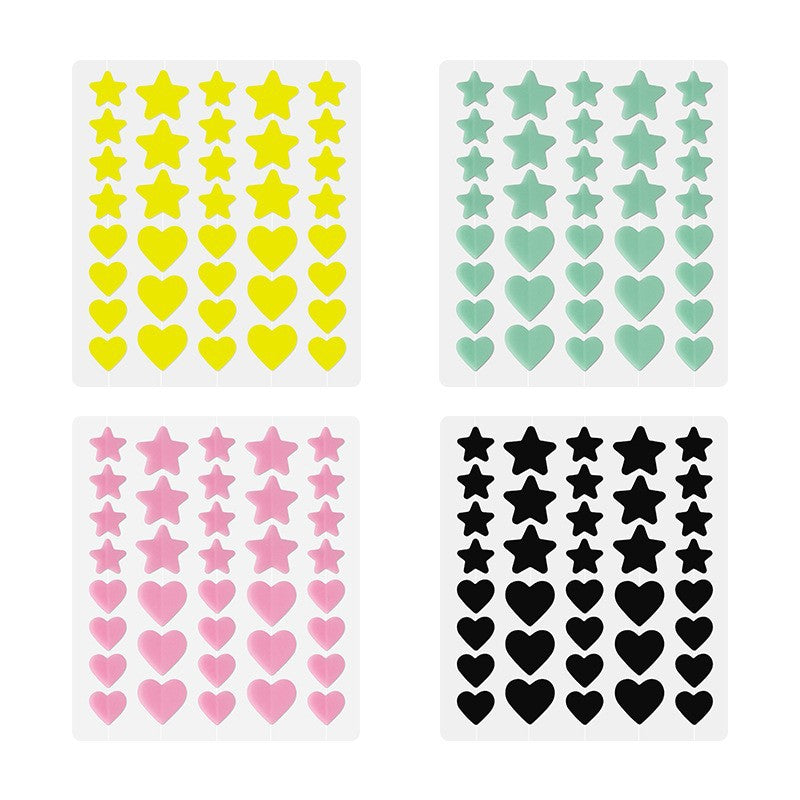 Colorful Heart & Star Acne Patches – Ultra-Thin Hydrocolloid Pimple Patch (36 Patches)