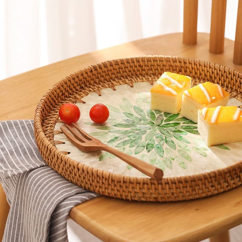 Handmade Rattan Shell Tray - Multi-Functional Fruit & Snack Storage