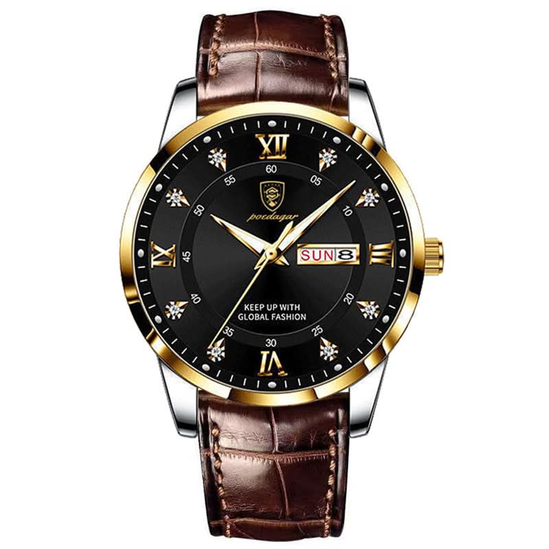 Men’s Waterproof Leather Strap Quartz Watch
