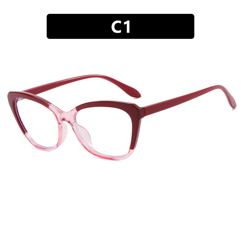 Cat-Eye Anti-Blue Light Glasses for Women – Contrast Color Butterfly Frame, Flat Lens
