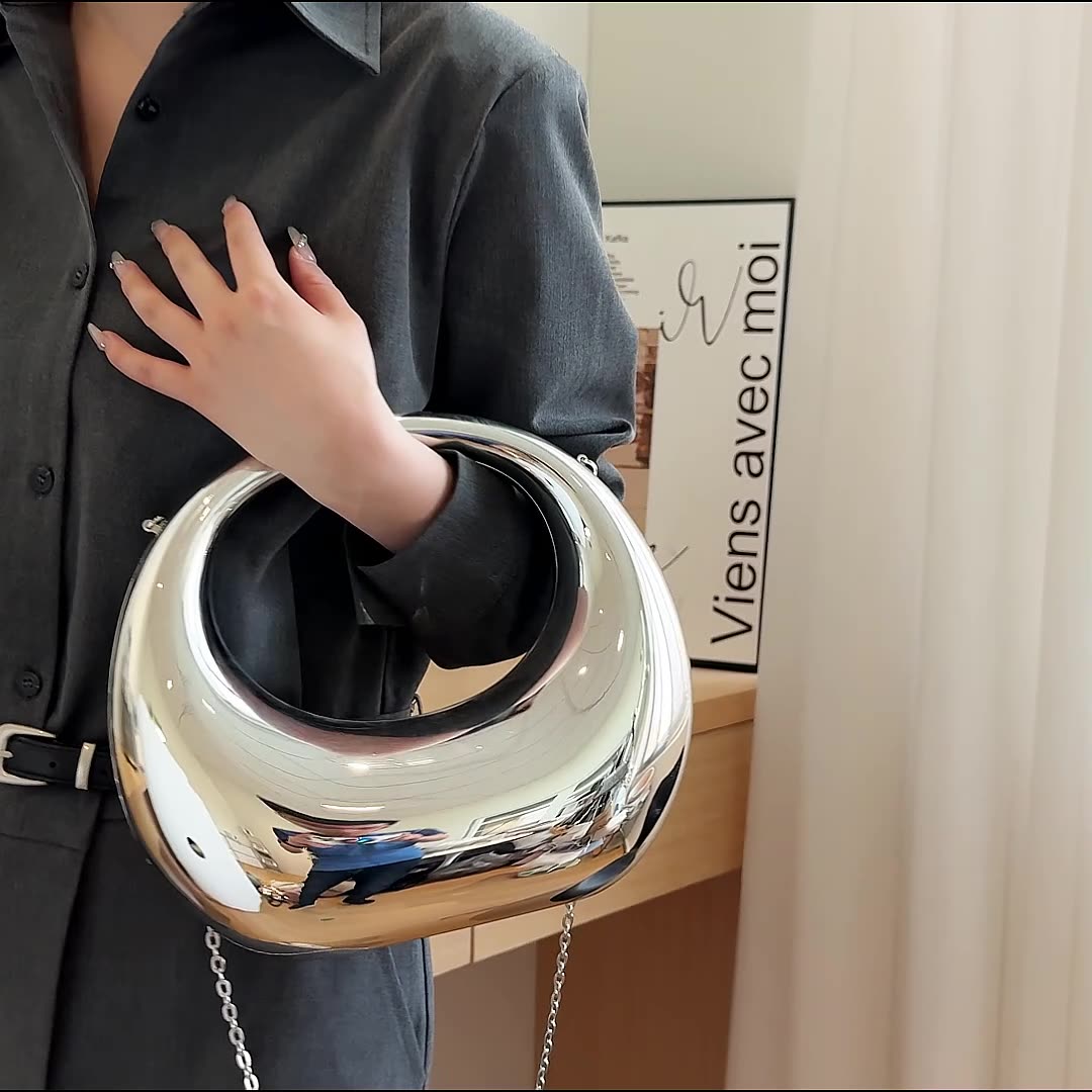 Large Acrylic Crescent Handbag – Trendy Moon-Shaped Evening Shoulder Bag for Women