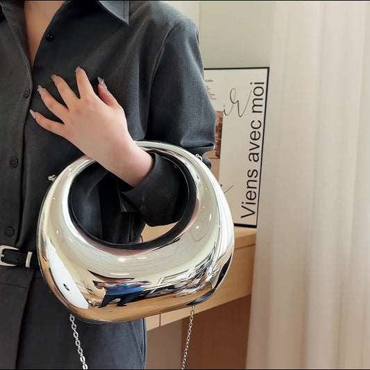 Large Acrylic Crescent Handbag – Trendy Moon-Shaped Evening Shoulder Bag for Women