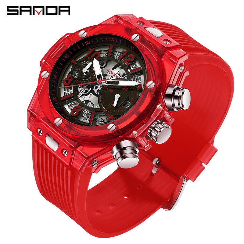 SANDA Men’s Quartz Sports Watch – Luminous Calendar Fashion Waterproof Timepiece