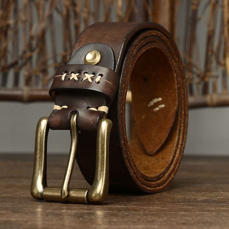 Men’s Vintage Leather Belt – Street Style for Jeans