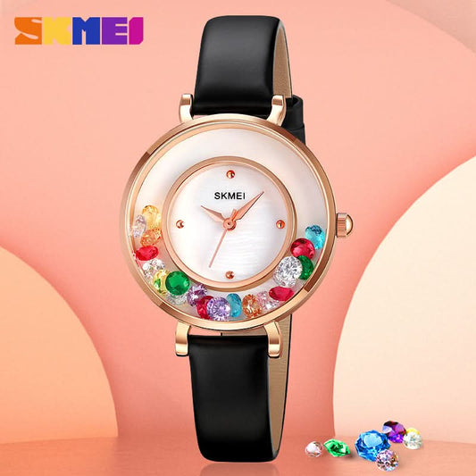 Moment Beauty Watch – Elegant Gem Roller, Fashionable Quartz for Women
