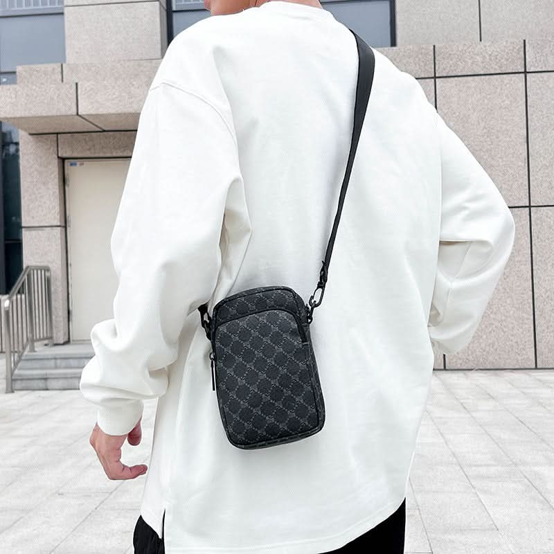 Men’s Mini Crossbody Phone Bag – Korean Style PVC Shoulder Bag