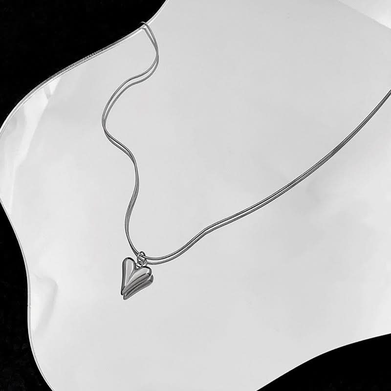 1 pc. Double-Layer Heart Pendant Necklace, Luxury Design