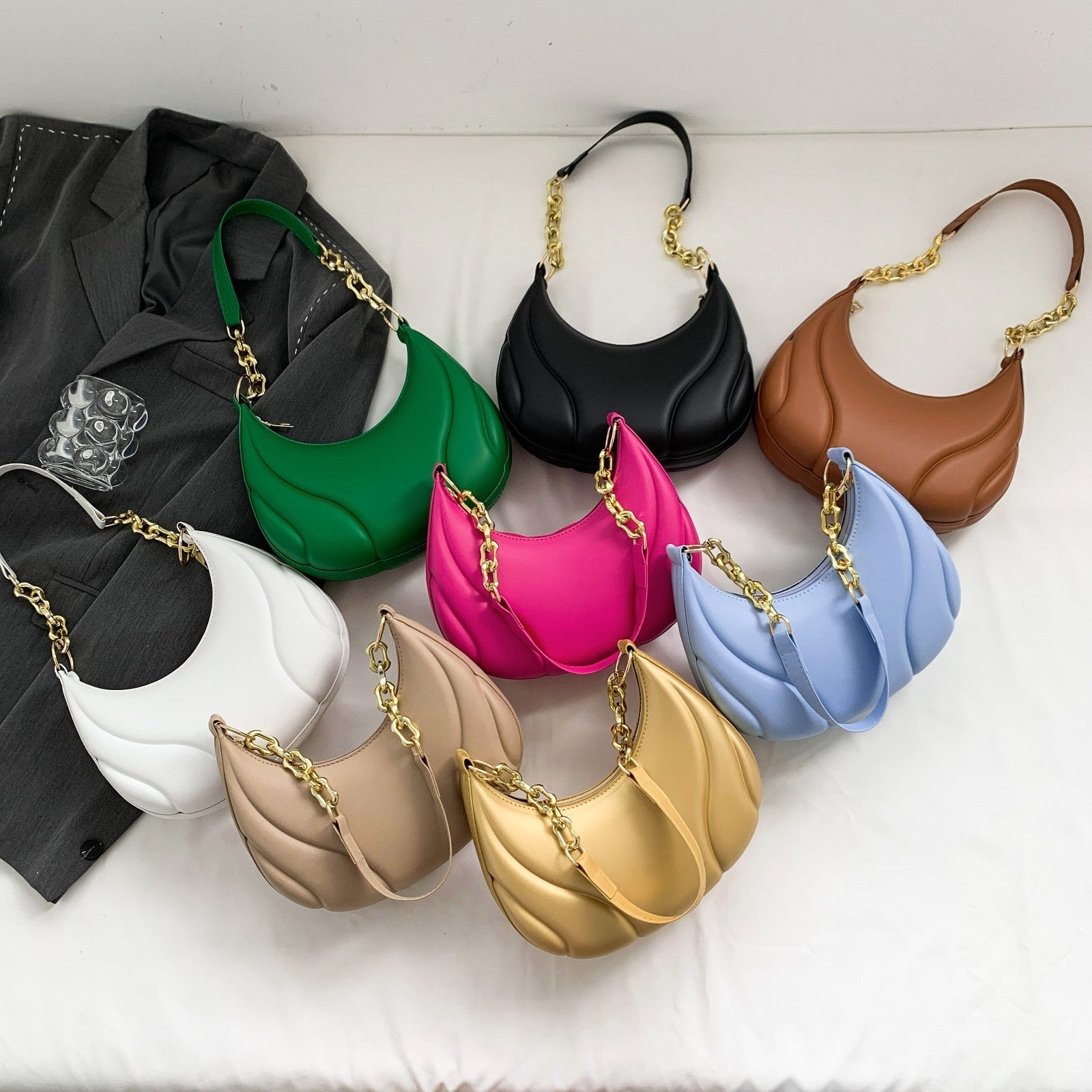 Pressed Shell Armpit Bag – Small Chain Shoulder Bag for Women, Casual Pillow Style