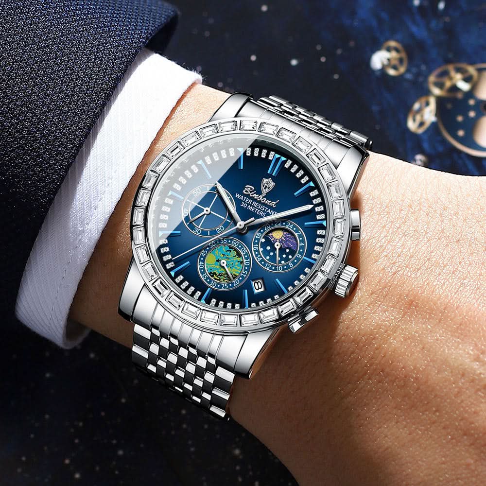 Men’s Luxury Moon Phase Watch – Stainless Steel