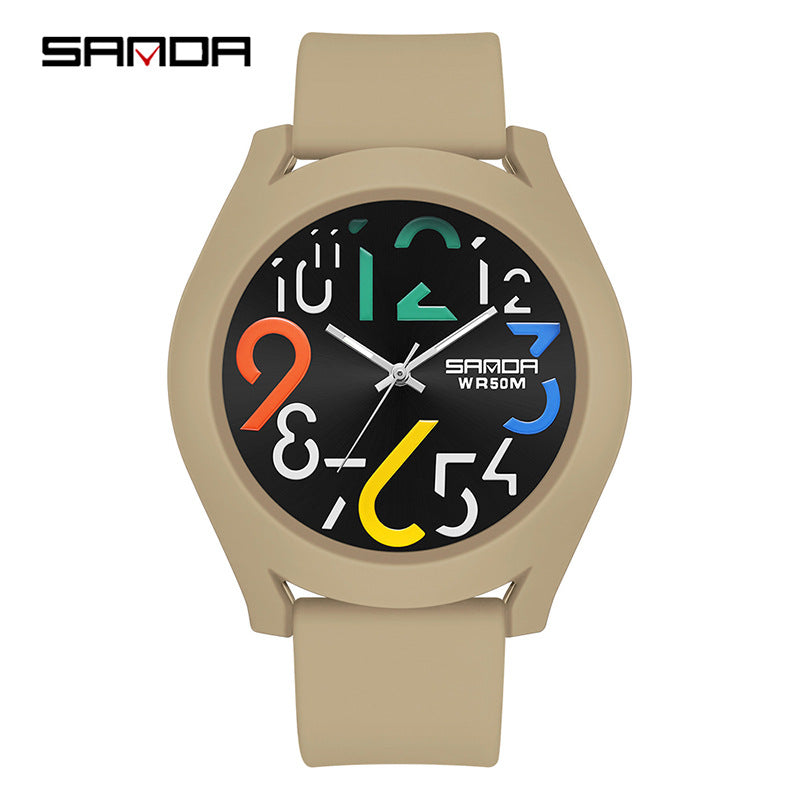 Sanda Digital Quartz Watch – Waterproof Kid's Silicone Strap Watch with Removable Bezel
