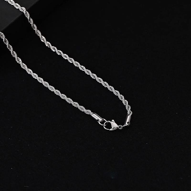 Men’s Minimalist Titanium Steel Twist Chain Necklace – Durable