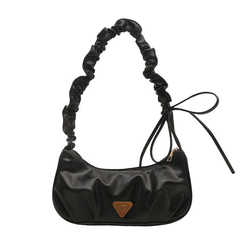 Women's Wrinkled PU Shoulder Bag – Trendy Spring Dumpling Underarm Purse