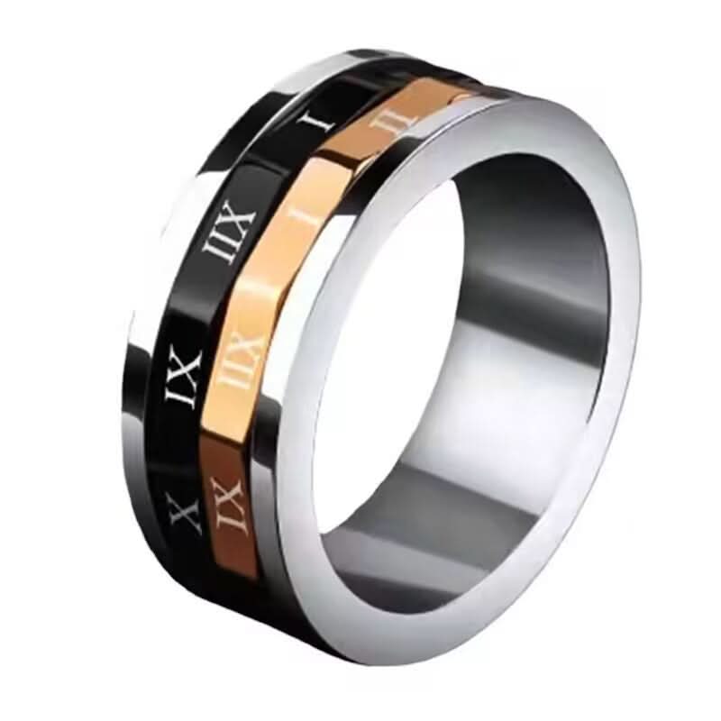 Men's Rotating Geometric Titanium Steel Ring