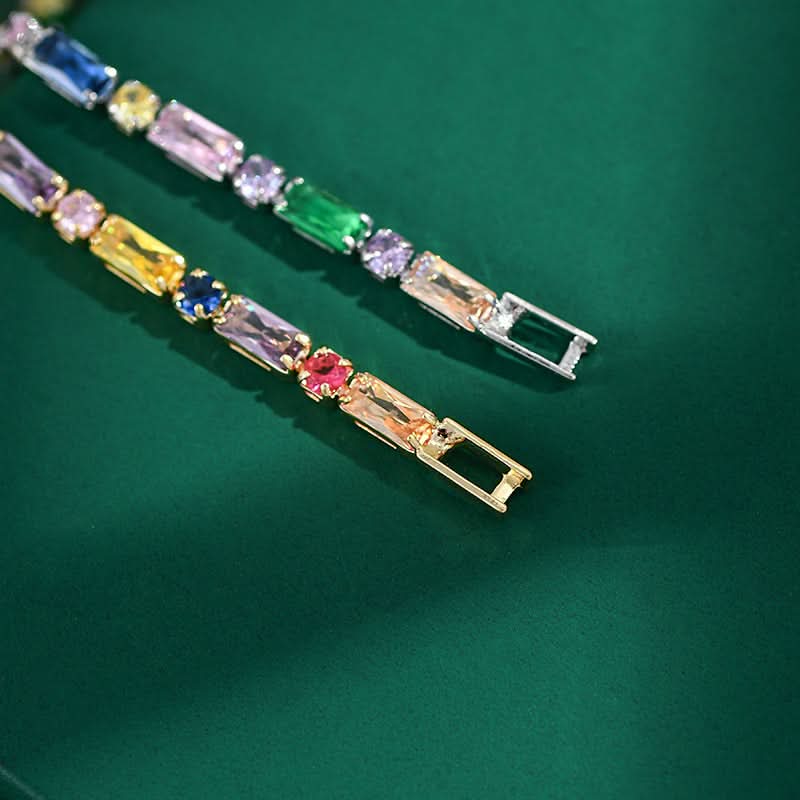 Colorful Zircon Chain Bracelet for Women – Micro-Inlaid Claw Design