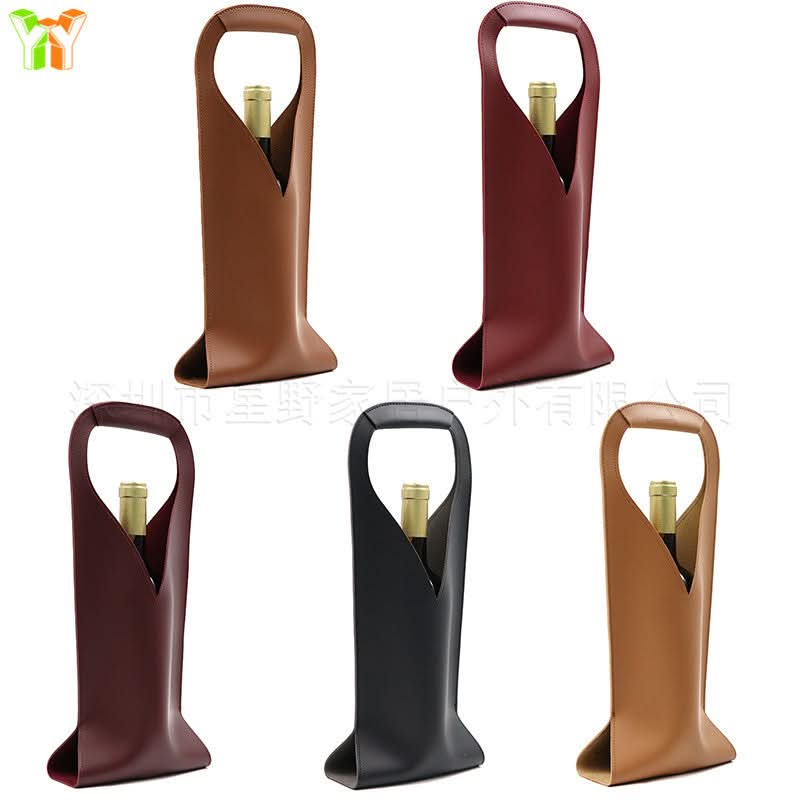 Portable PU Leather Wine Bag