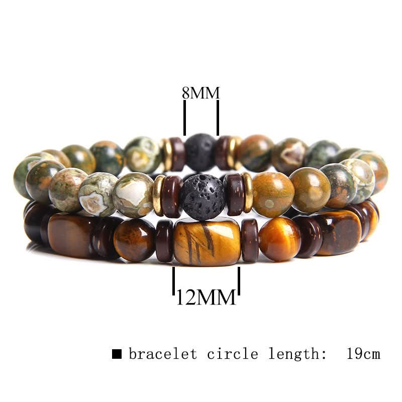 Retro Style Natural Tiger Eye Stone Bracelet Set – Unisex