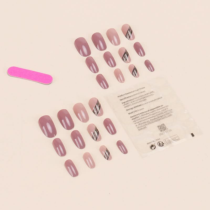 Almond-Shaped Press-On Nails – Short Brown Wearable Nail Art Set