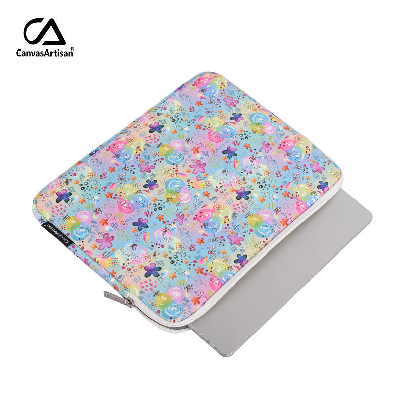 Floral Splash Laptop Sleeve – Shock-Resistant Polyester Case for 11–15" Devices